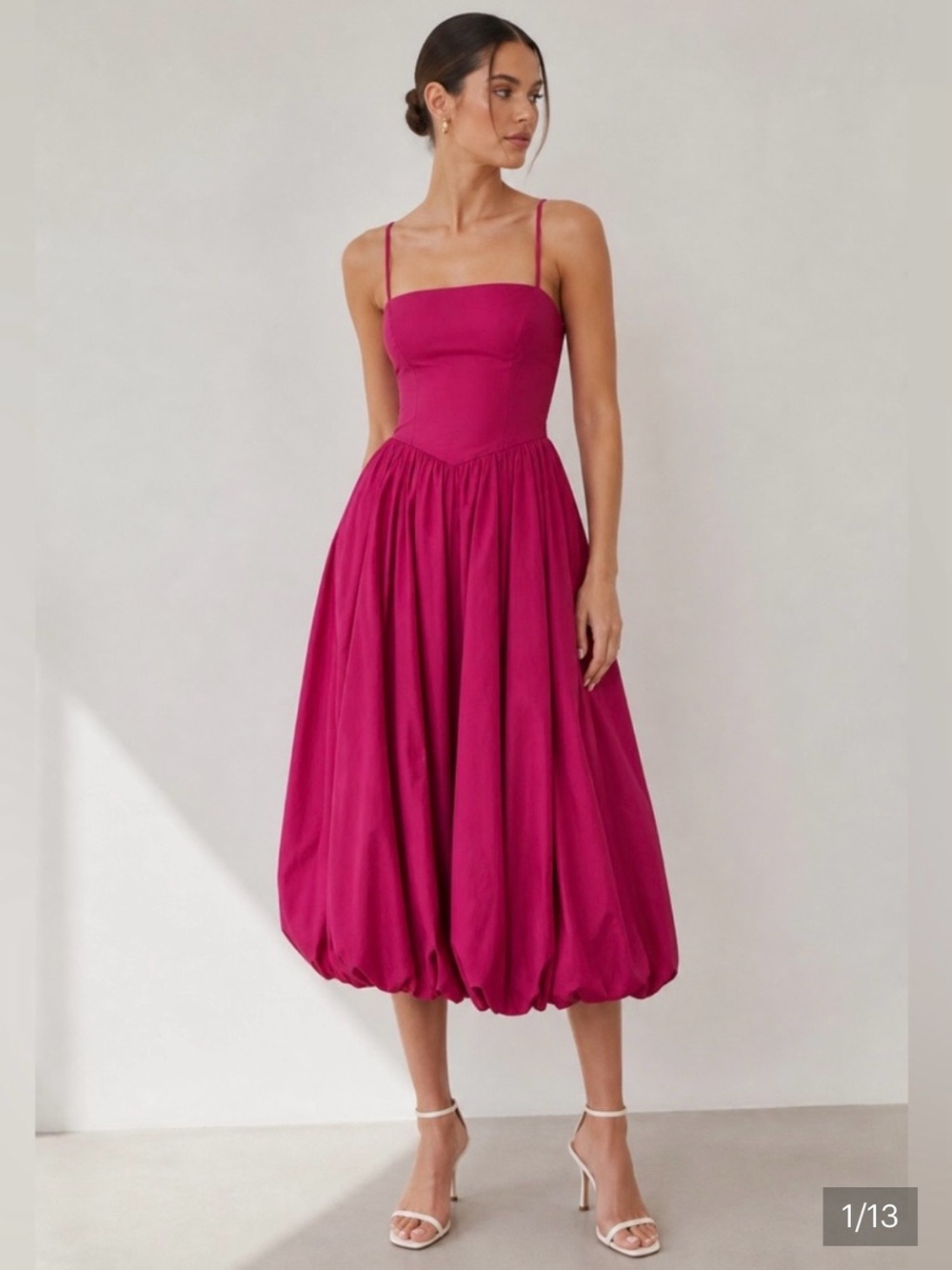 Fuchsia midi dress with bubble hem - Abercrombie and Fitch